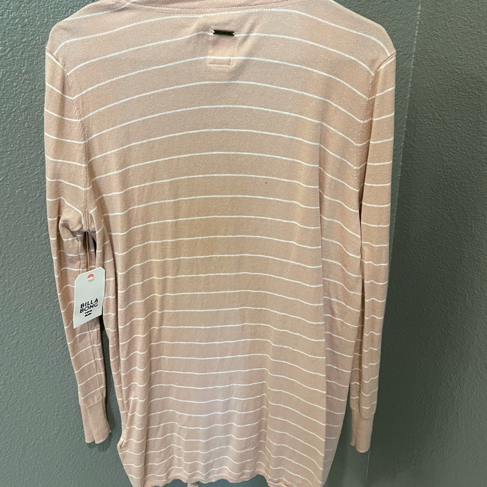 Billabong pink and white striped cardigan brand new with tags Size Medium